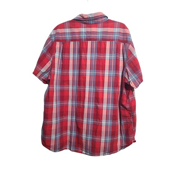 North Face Red Blue Plaid Button Short Sleeve Shirt Size XXL - Picture 3 of 5